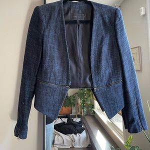 BCBG Zippered Blazer in Navy Blue - Size Medium